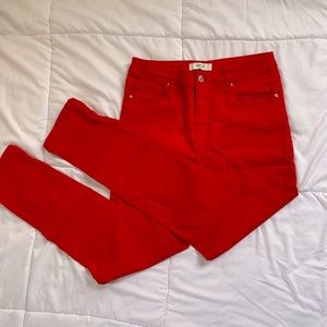brand new red jeans